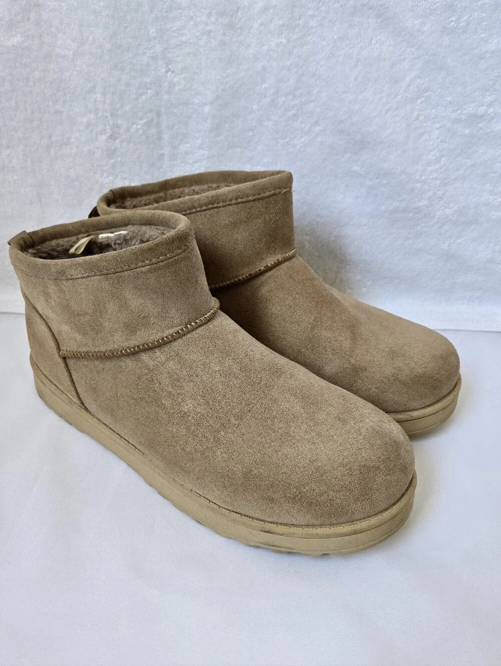 White Mountain Inspo Women’s 11 Suede Leather Ankle Booties Taupe